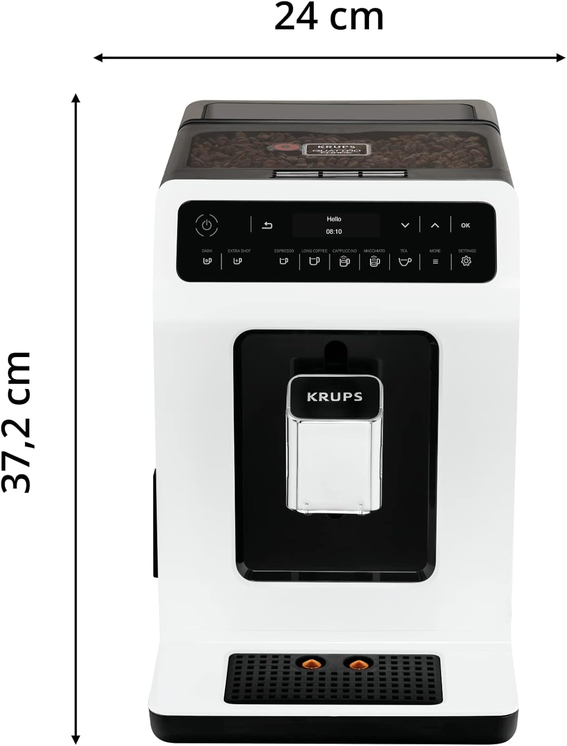 Krups Evidence EA8901 Macchina per caffè espresso indipendente completamente automatica 2,3 L 2 tazze Bianco - Macchina per caffè (Indipendente, Macchina per caffè espresso, 2,3 L, Macinacaffè integrato, 1450 W, Bianco) 