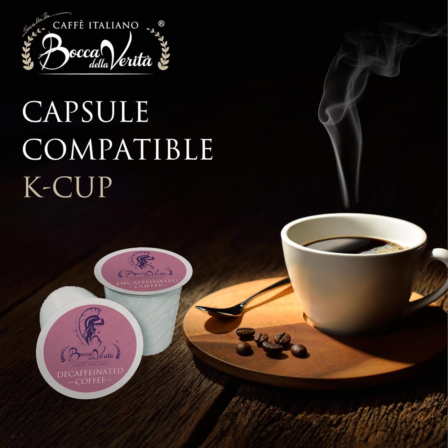 Café Italiano Descafeinado, Cápsulas Compatibles con Cafetera Keurig® K-Cup®