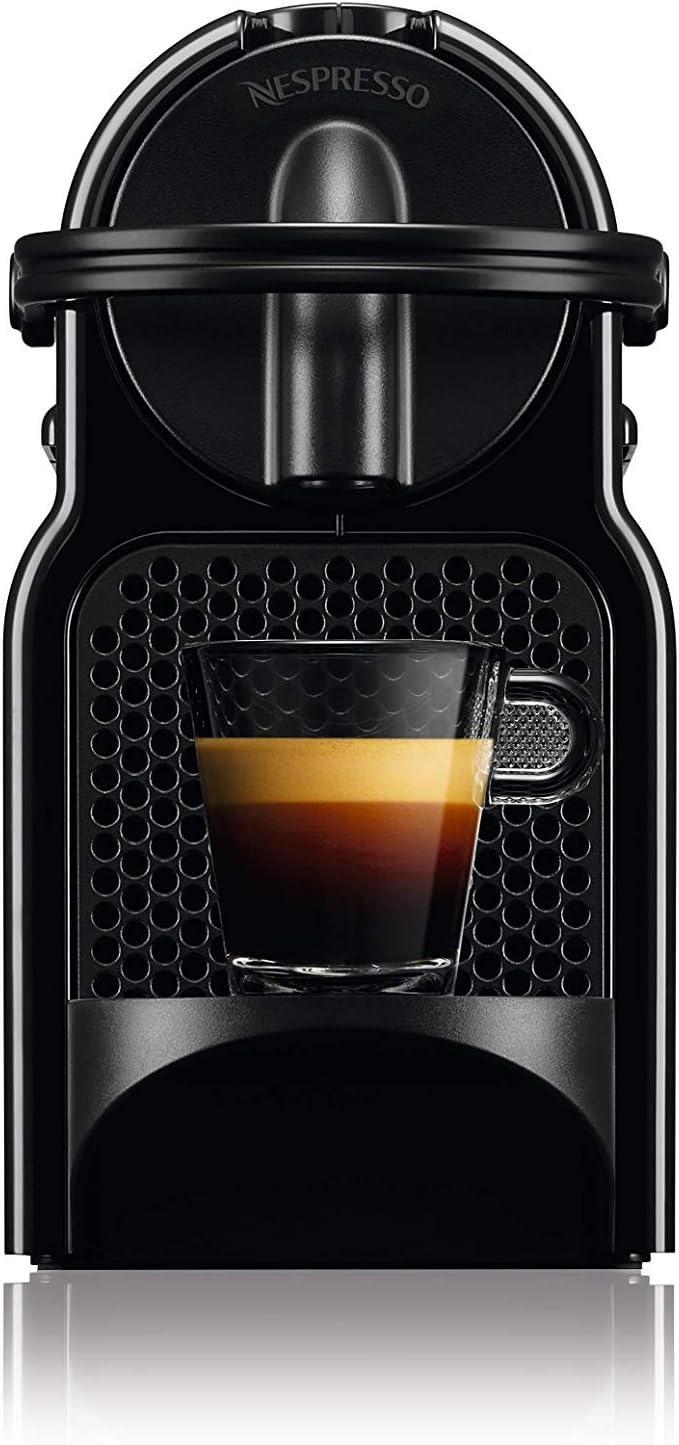 Nespresso De'Longhi Inissia EN80.B - Macchina da caffè Nespresso a capsule monodose, 19 bar, spegnimento automatico, nera, Include pacchetto di benvenuto con 7 capsule 