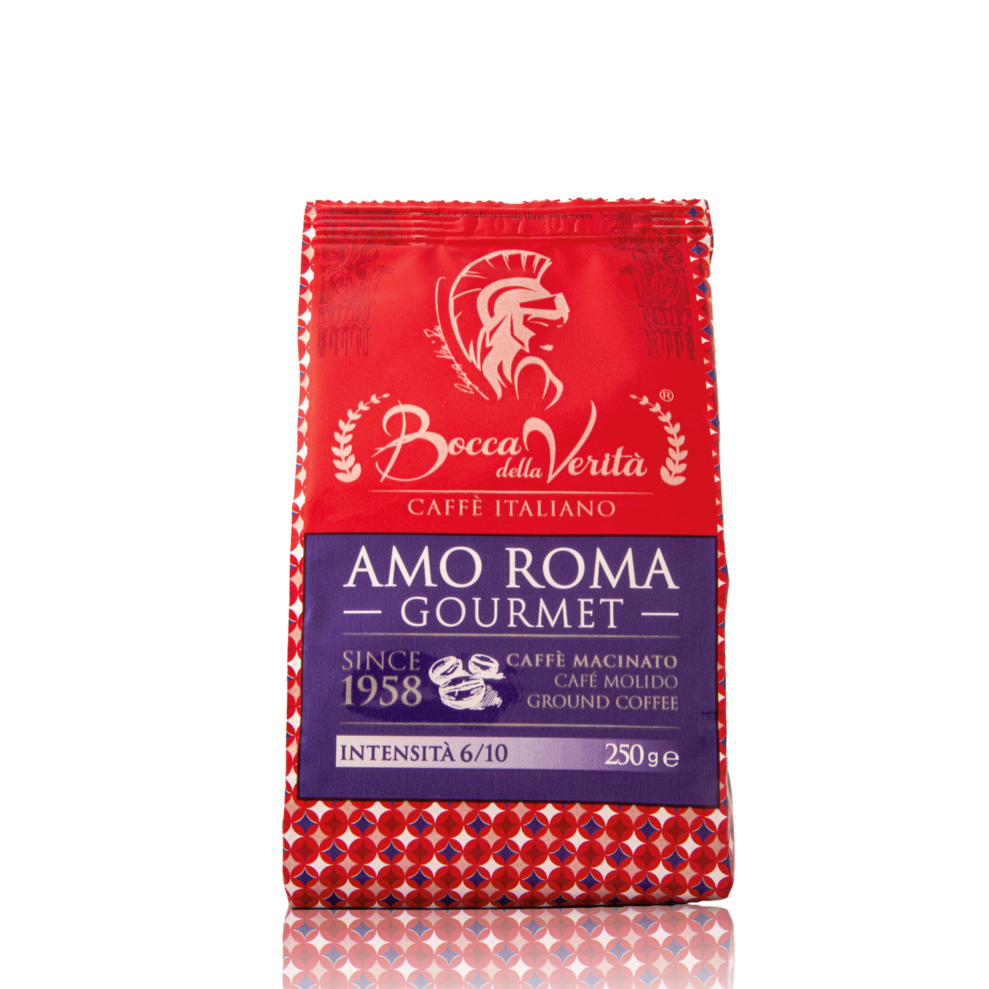 ''Amo Roma'' Gourmet Café Italiano Molido en Bolsa de 250 Gramos Con Válvula de Protección