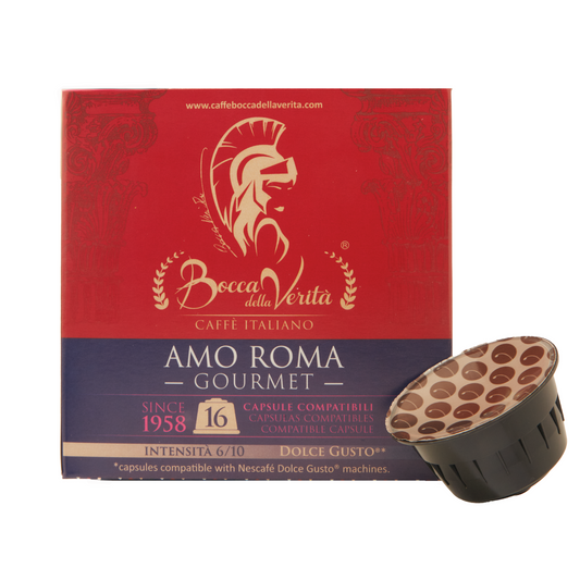 Amo Roma Gourmet, Café Italiano en Cápsulas Compatibles con Cafetera Nescafé® Dolce Gusto®