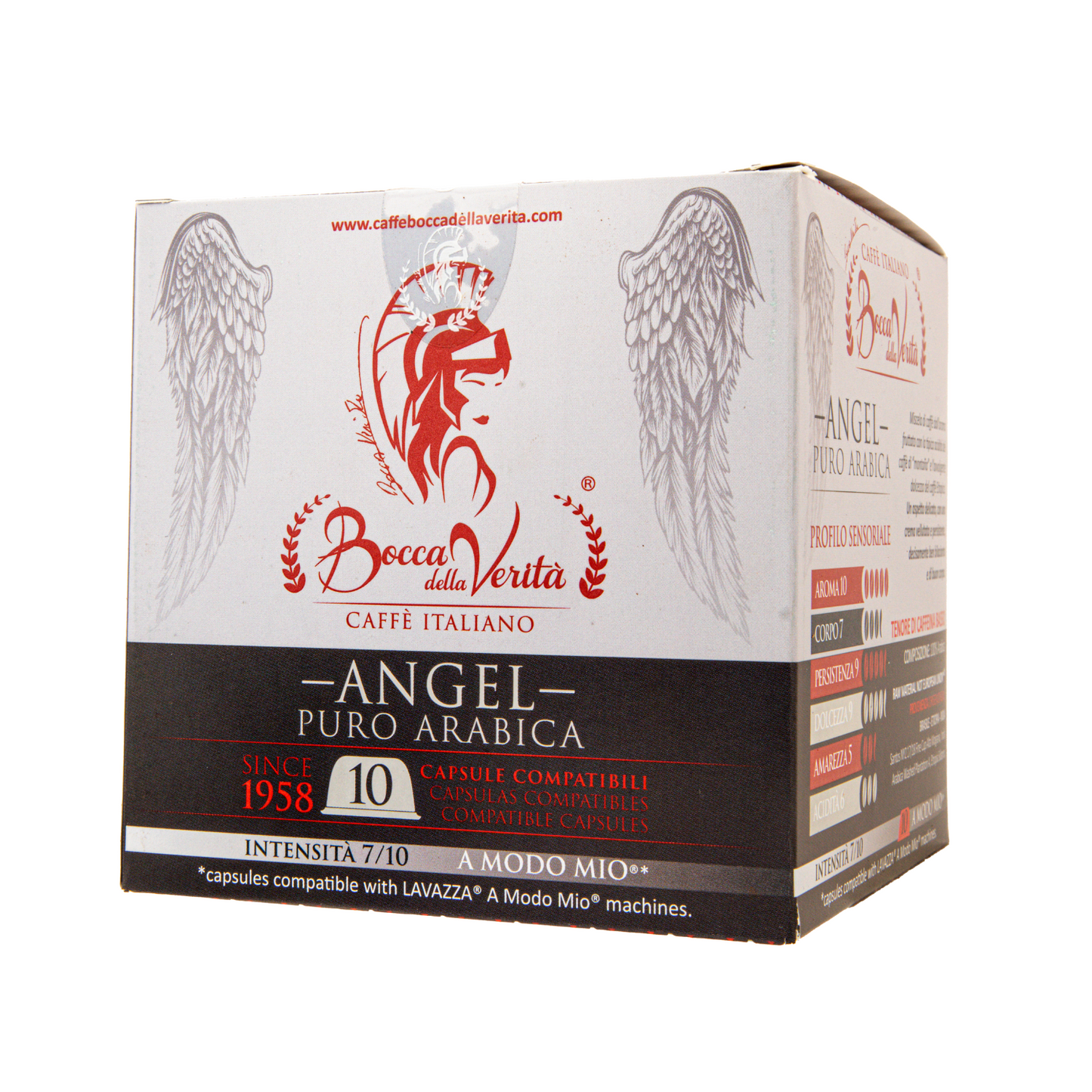 Angel Arabica 100%, Italian Coffee in Capsules Compatible with Lavazza® A Modo Mio® Coffee Machine