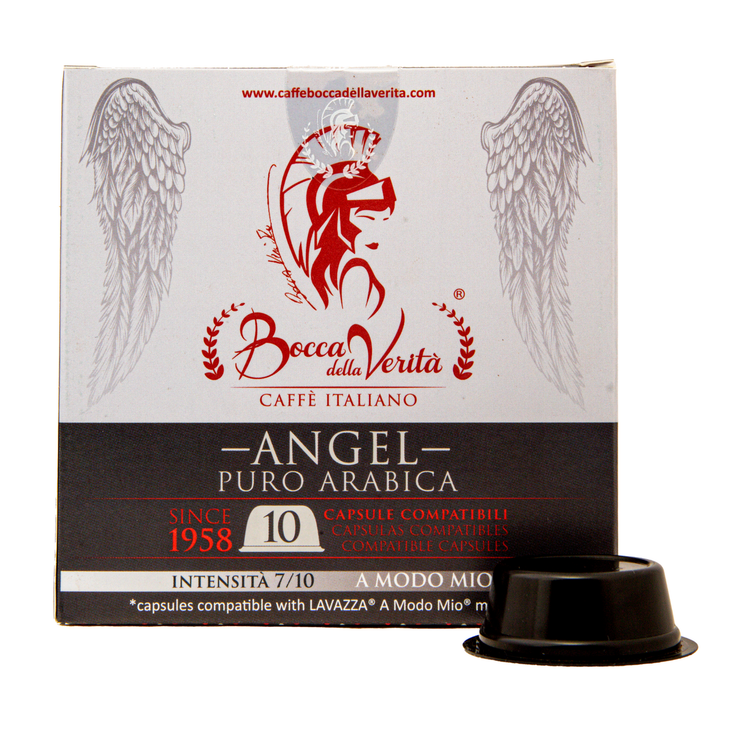 Angel Arabica 100%, Italian Coffee in Capsules Compatible with Lavazza® A Modo Mio® Coffee Machine