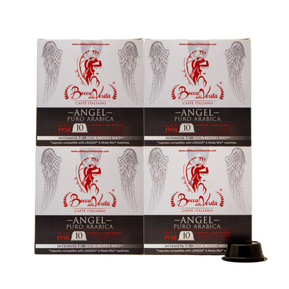 Angel Arabica 100%, Italian Coffee in Capsules Compatible with Lavazza® A Modo Mio® Coffee Machine