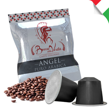 Angel Arabica 100%, Caffè Italiano in Capsule Compatibili con Macchina da Caffè Nespresso®