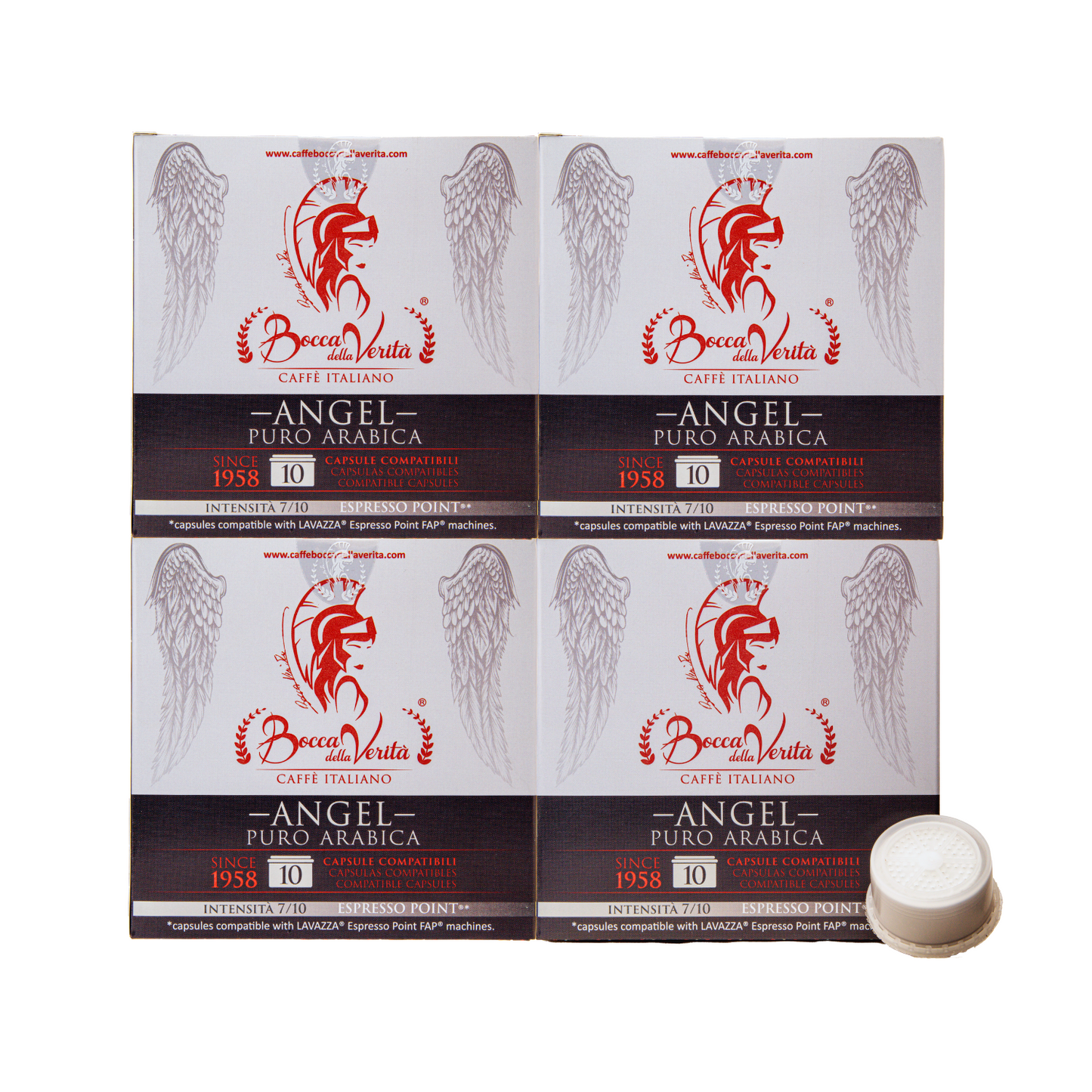 Angel Arabica 100%, Caffè Italiano in Capsule Compatibili FAP con Macchina da Caffè Lavazza® Espresso Point®