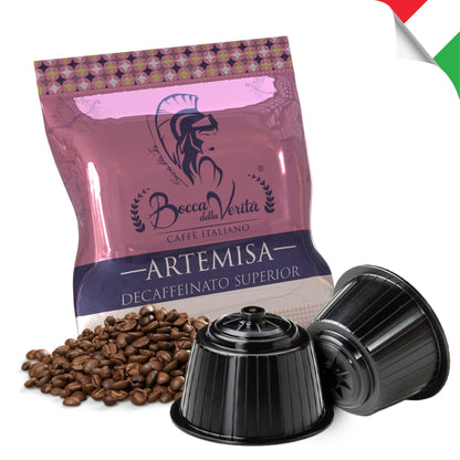 Artemisa Decaffeinato, Caffè Italiano in Capsule Compatibili con Macchina da Caffè Nescafé® Dolce Gusto®