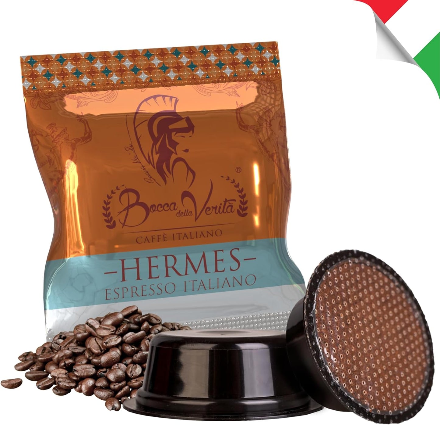 Hermes Espresso Italiano, Caffè Italiano in Capsule Compatibili con Macchina da Caffè Lavazza® A Modo Mio®