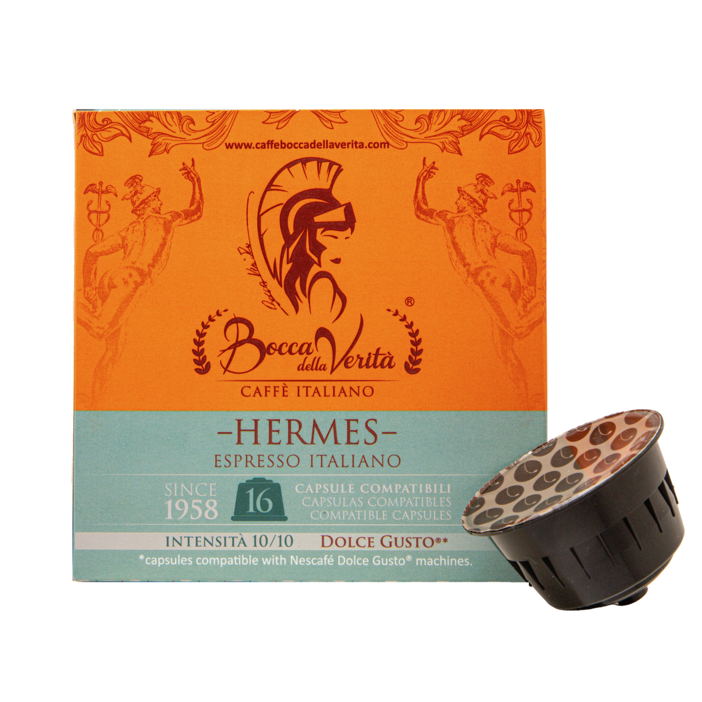 Hermes Espresso Italiano, Caffè Italiano in Capsule Compatibili con Macchina da Caffè Nescafé® Dolce Gusto®