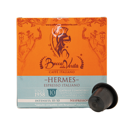 Hermes Espresso Italiano, Caffè Italiano in Capsule Compatibili con Macchina da Caffè Nespresso®