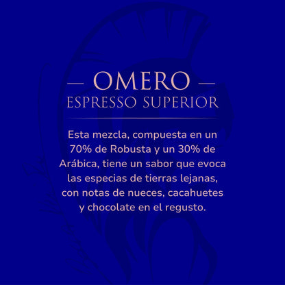 ''Omero'' Espresso Superior Café Italiano Molido en Bolsa de 250 Gramos Con Válvula de Protección