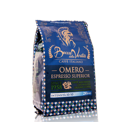 ''Omero'' Espresso Superior Café Italiano Molido en Bolsa de 250 Gramos Con Válvula de Protección