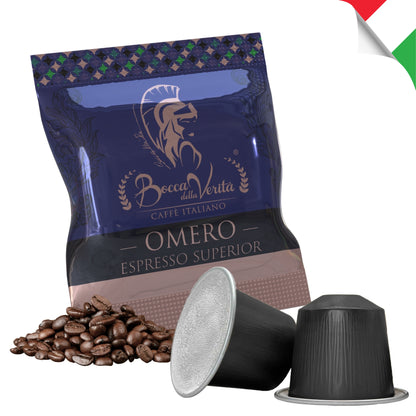 Omero Espresso Superior, Caffè Italiano in Capsule Compatibili con Macchina da Caffè Nespresso®