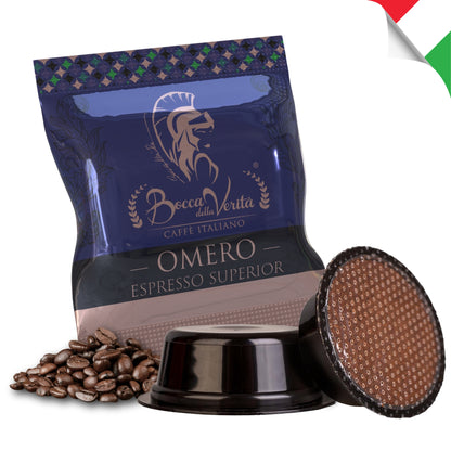 Omero Espresso Superior, Caffè Italiano in Capsule Compatibili con Macchina da Caffè Lavazza® A Modo Mio®