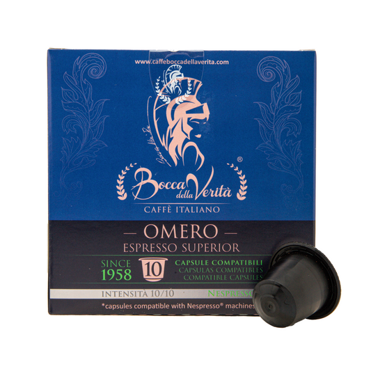 Omero Espresso Superior, Café Italiano en Cápsulas Compatibles con Cafetera Nespresso®